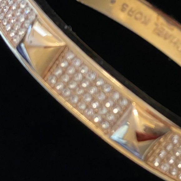 Michael Kors Rose Gold-Tone Pave' Studded Bangle Bracelet - Picture 5 of 5